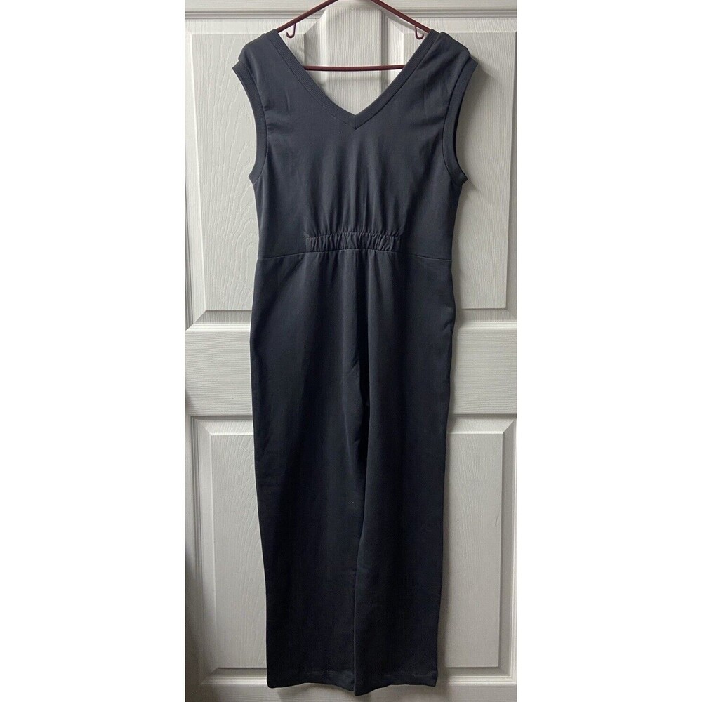 Mayoral Sleeveless Jumpsuit Plus Size 16 Gray V Neck Straight Leg Pockets Jersey - Picture 2 of 9